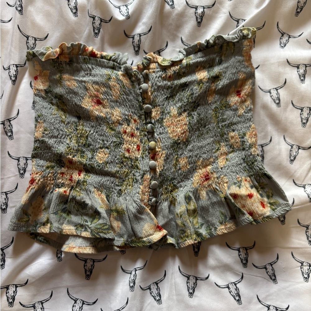 XS Floral American Eagle Tube Top